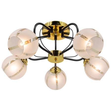 Plafon metalowy czarno-złoty 5-punktowy 58cm 8966/5 z serii RUBY - Lampy Elem
